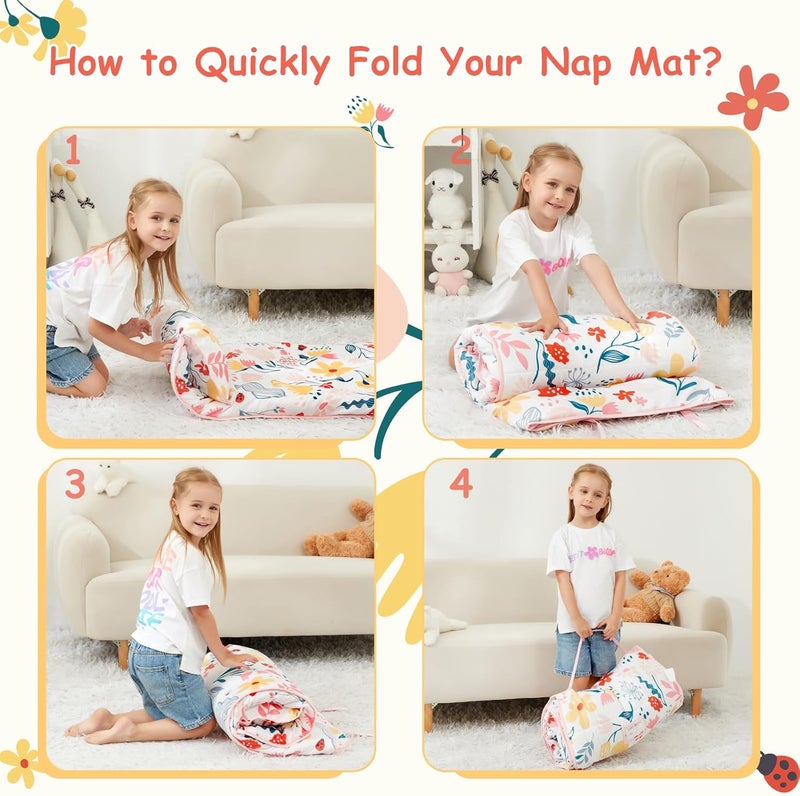 softan Toddler Nap Mat with Pillow and Blanket, Extra Large Rolled Napping Mats,Toddler Sleeping Bag for Daycare,Kids Sleeping Bags for Sleepover,Toddler Sleeping Bag Camping - Image 5